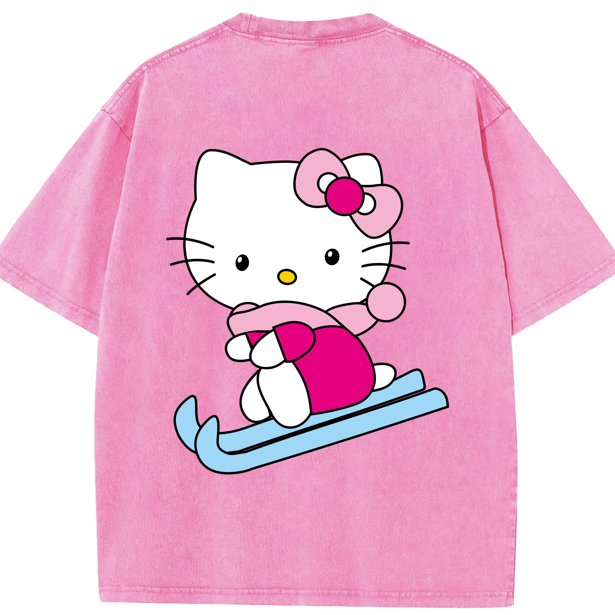 （画像用） Hello Kitty ハローキティ 綿100% ヴィンテージ風 半袖Tシャツ（背面プリント）